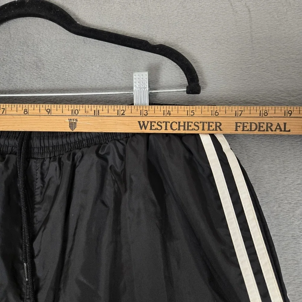 VTG Adidas Track Pants Mens XL Black White 3 Stripe Lined Ankle Zip Drawstring